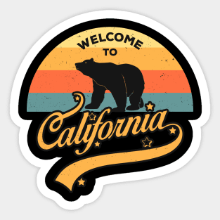 Welcome To California Retro Sunset Bear USA Trip Sticker